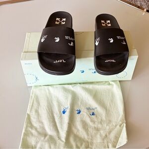 Off-White Black Slides with Iconic Logo